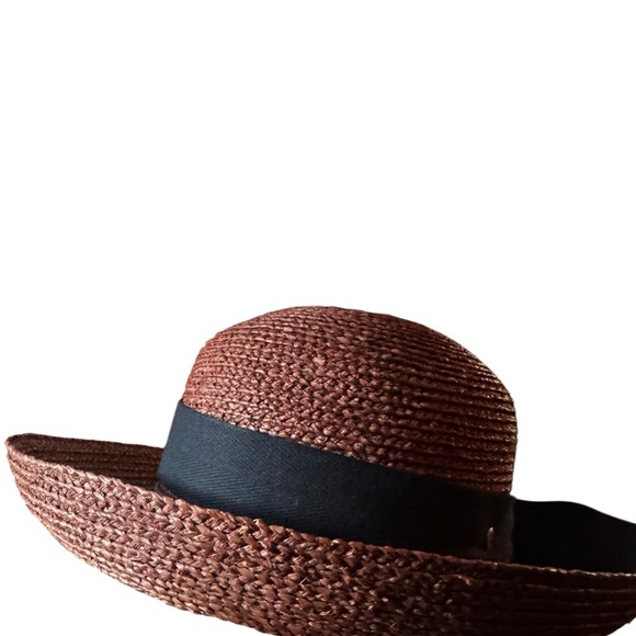 Helen Kaminski brown straw raffia hat with black bow in perfect condition. - Picture 3 of 9